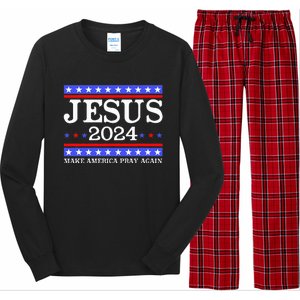 Funny Jesus 2024 Vote Make America Pray Again Christ Long Sleeve Pajama Set