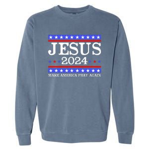 Funny Jesus 2024 Vote Make America Pray Again Christ Garment-Dyed Sweatshirt