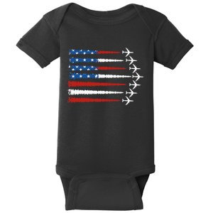 Fighter Jet 4th Of July Patriotic Usa American Flag Baby Bodysuit