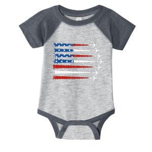 Fighter Jet 4th Of July Patriotic Usa American Flag Infant Baby Jersey Bodysuit