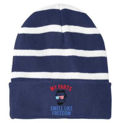 Funny July 4th Party Funny Abe Lincoln Striped Beanie with Solid Band