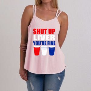 Funny July 4th USA Shut Up Liver Youre Fine Beer Cups Gift Women's Strappy Tank