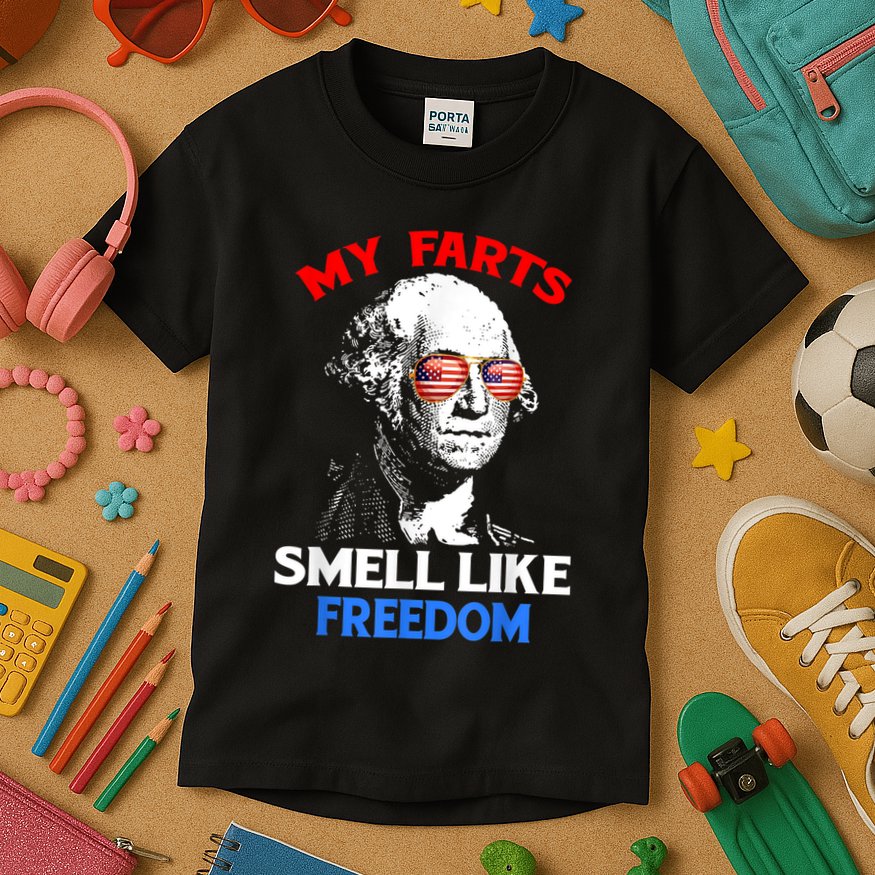 Funny July 4th Party Funny George Washington Kids T-Shirt