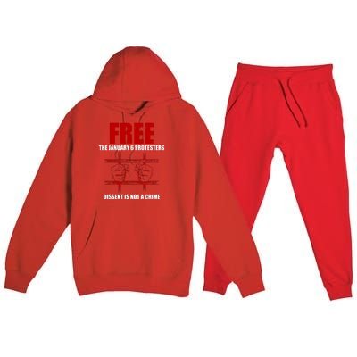 Free January 6 Protesters J6 Conservative Anti Biden Premium Hooded Sweatsuit Set