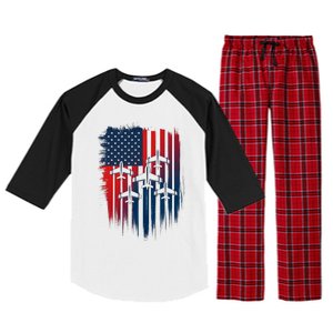 Fighter Jet Airplane American Flag Patriotic 4th Of July Raglan Sleeve Pajama Set