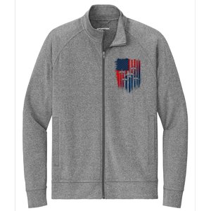 Fighter Jet Airplane American Flag Patriotic 4th Of July Stretch Full-Zip Cadet Jacket