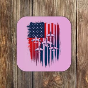 Fighter Jet Airplane American Flag Patriotic 4th Of July Coaster