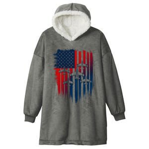 Fighter Jet Airplane American Flag Patriotic 4th Of July Hooded Wearable Blanket