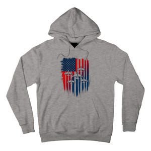 Fighter Jet Airplane American Flag Patriotic 4th Of July Tall Hoodie