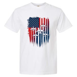 Fighter Jet Airplane American Flag Patriotic 4th Of July Garment-Dyed Heavyweight T-Shirt