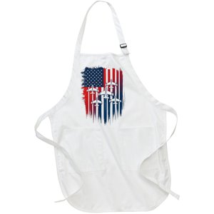 Fighter Jet Airplane American Flag Patriotic 4th Of July Full-Length Apron With Pockets