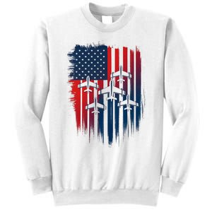 Fighter Jet Airplane American Flag Patriotic 4th Of July Sweatshirt