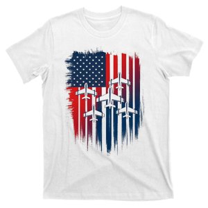 Fighter Jet Airplane American Flag Patriotic 4th Of July T-Shirt