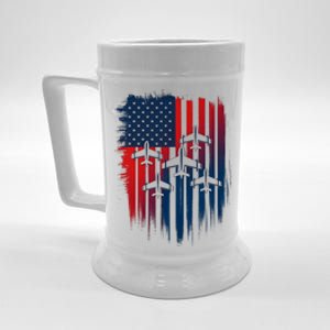 Fighter Jet Airplane American Flag Patriotic 4th Of July Beer Stein