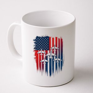 Fighter Jet Airplane American Flag Patriotic 4th Of July Coffee Mug