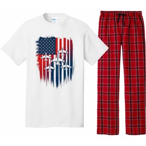 Fighter Jet Airplane American Flag Patriotic 4th Of July Pajama Set