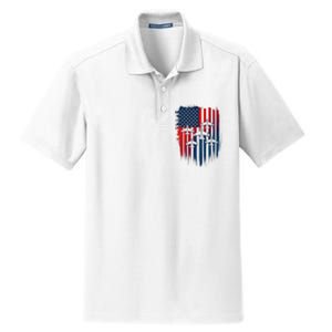 Fighter Jet Airplane American Flag Patriotic 4th Of July Dry Zone Grid Polo