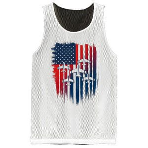 Fighter Jet Airplane American Flag Patriotic 4th Of July Mesh Reversible Basketball Jersey Tank