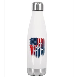 Fighter Jet Airplane American Flag Patriotic 4th Of July Stainless Steel Insulated Water Bottle