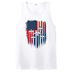 Fighter Jet Airplane American Flag Patriotic 4th Of July PosiCharge Competitor Tank