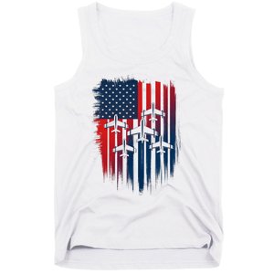 Fighter Jet Airplane American Flag Patriotic 4th Of July Tank Top