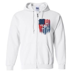 Fighter Jet Airplane American Flag Patriotic 4th Of July Full Zip Hoodie