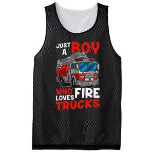 Firefighter Just A Boy Who Loves Fire Trucks Mesh Reversible Basketball Jersey Tank