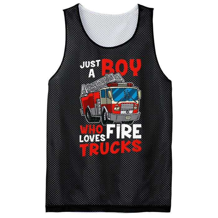 Firefighter Just A Boy Who Loves Fire Trucks Mesh Reversible Basketball Jersey Tank