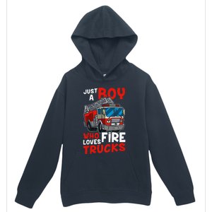 Firefighter Just A Boy Who Loves Fire Trucks Urban Pullover Hoodie