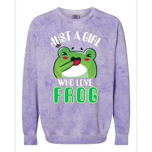 Frog Just A Girl Who Loves Frogs Funny Frog Lover Gift Colorblast Crewneck Sweatshirt