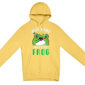 Frog Just A Girl Who Loves Frogs Funny Frog Lover Gift Premium Pullover Hoodie