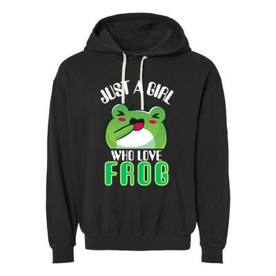 Frog Just A Girl Who Loves Frogs Funny Frog Lover Gift Garment-Dyed Fleece Hoodie