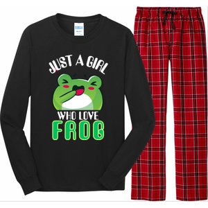 Frog Just A Girl Who Loves Frogs Funny Frog Lover Gift Long Sleeve Pajama Set