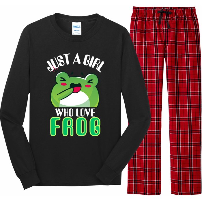 Frog Just A Girl Who Loves Frogs Funny Frog Lover Gift Long Sleeve Pajama Set