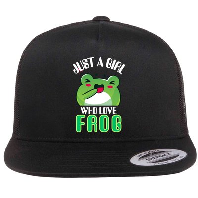 Frog Just A Girl Who Loves Frogs Funny Frog Lover Gift Flatbill Hat
