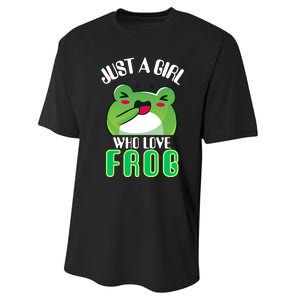 Frog Just A Girl Who Loves Frogs Funny Frog Lover Gift Performance Sprint T-Shirt