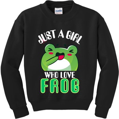 Frog Just A Girl Who Loves Frogs Funny Frog Lover Gift Kids Sweatshirt