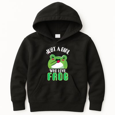 Frog Just A Girl Who Loves Frogs Funny Frog Lover Gift Kids Hoodie