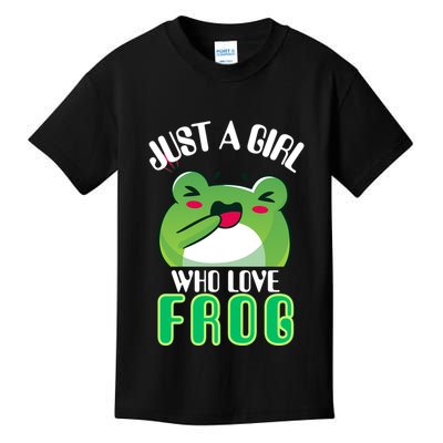 Frog Just A Girl Who Loves Frogs Funny Frog Lover Gift Kids T-Shirt