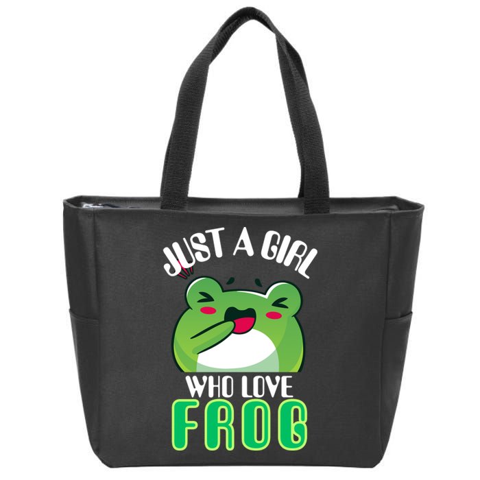 Frog Just A Girl Who Loves Frogs Funny Frog Lover Gift Zip Tote Bag