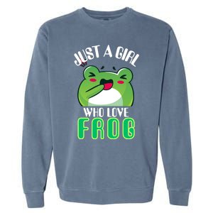 Frog Just A Girl Who Loves Frogs Funny Frog Lover Gift Garment-Dyed Sweatshirt