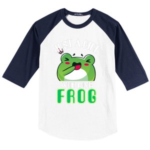 Frog Just A Girl Who Loves Frogs Funny Frog Lover Gift Baseball Sleeve Shirt