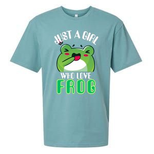 Frog Just A Girl Who Loves Frogs Funny Frog Lover Gift Sueded Cloud Jersey T-Shirt