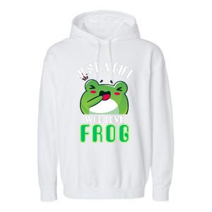 Frog Just A Girl Who Loves Frogs Funny Frog Lover Gift Garment-Dyed Fleece Hoodie