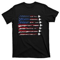 Fighter Jet Airplane Usa Flag T-Shirt