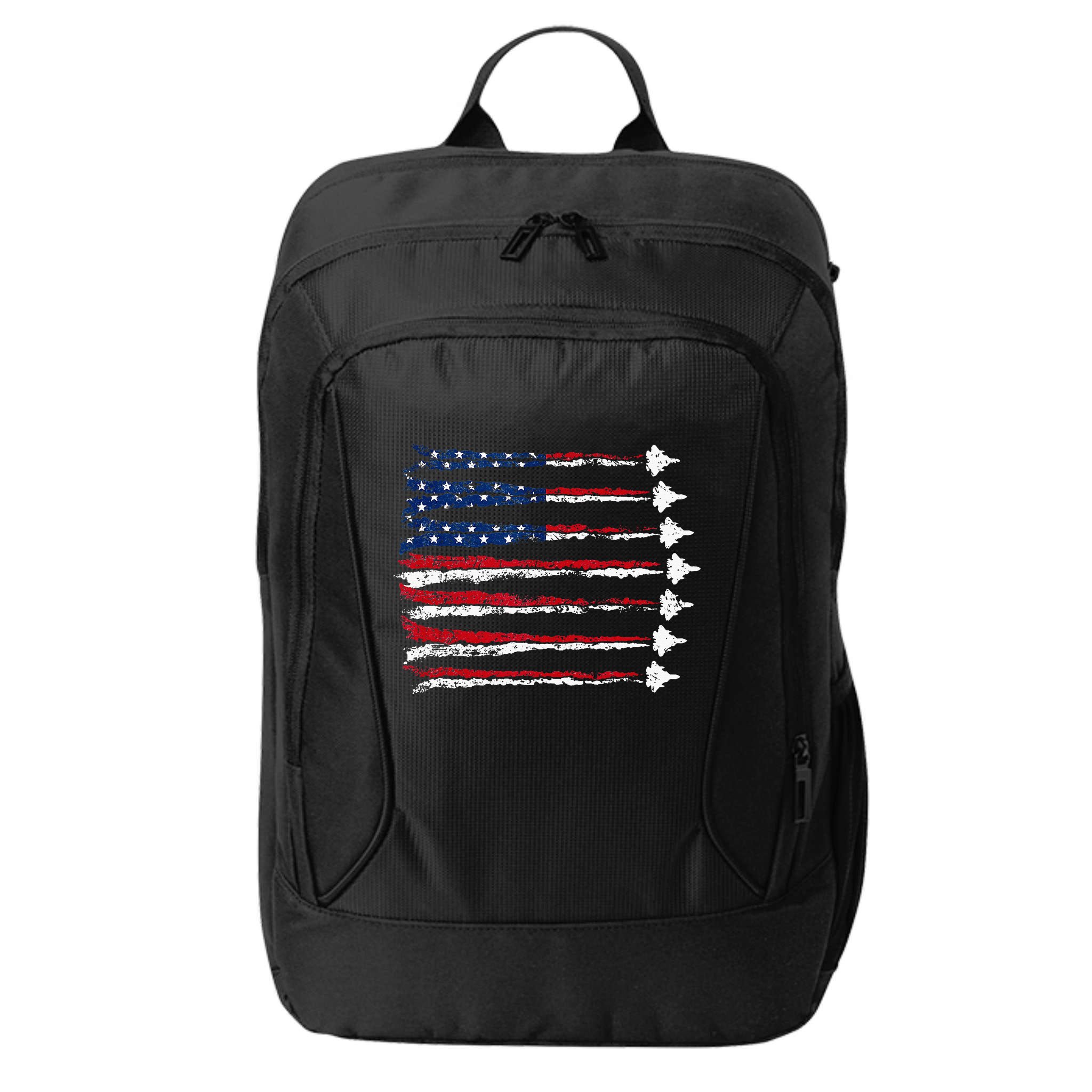 Fighter Jet Airplane Usa Flag City Backpack