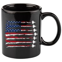 Fighter Jet Airplane Usa Flag 11oz C Handle Ceramic Mug