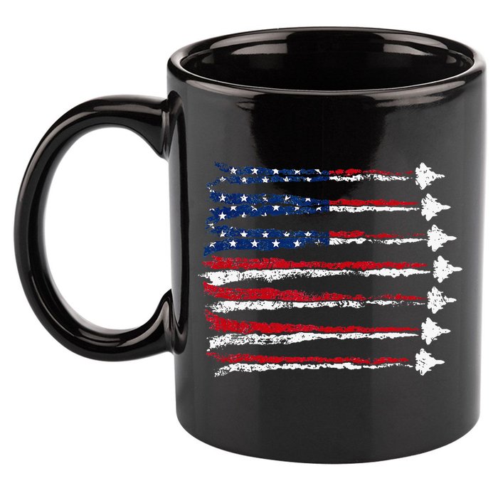 Fighter Jet Airplane Usa Flag 11oz C Handle Ceramic Mug