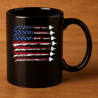 Fighter Jet Airplane Usa Flag 11oz C Handle Ceramic Mug