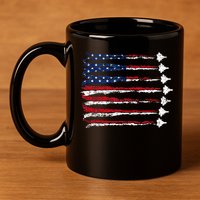 Fighter Jet Airplane Usa Flag 11oz C Handle Ceramic Mug